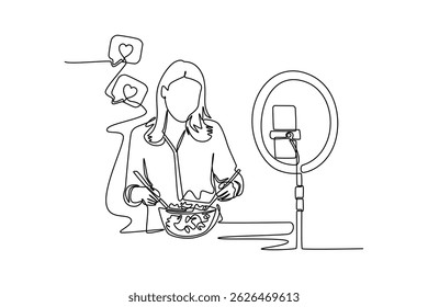  Social media marketing concept. Single line draw design. Vector graphic illustration