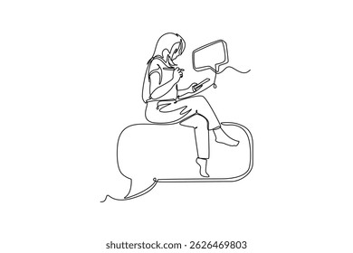 Social media marketing concept. Single line draw design. Vector graphic illustration