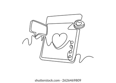 Concept de marketing des moyennes sociales. Conception de dessin à ligne unique. illustration graphique d'Image vectorielle