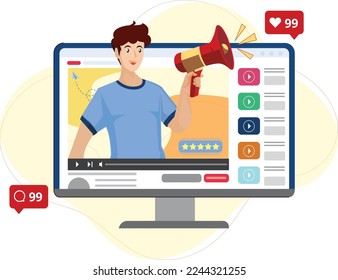 Social media marketing, digital promo campaign. SMM strategy. Like comment share giveaway, social networks promotion, like farming concept. Vector isolated concept creative illustration