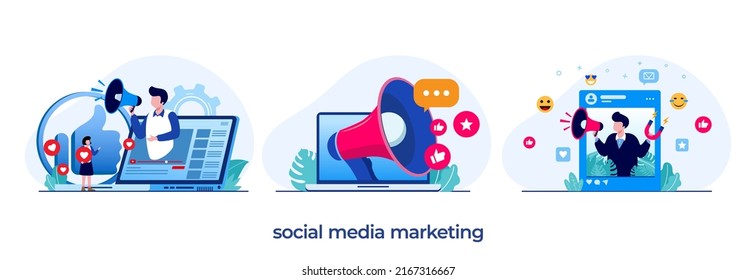 social media marketing, digital, video marketing, endorsement, endorse, e-commerce, business concept, startup, flat illustration vector