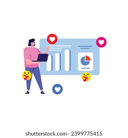 Social Media Marketing Digital Marketing, web analytics and marketing social media concept. Creative flat design for web banner, marketing material, business presentation, online advertising.