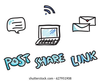 social media marketing drawing vector