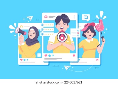 Social media marketing flat design illustration