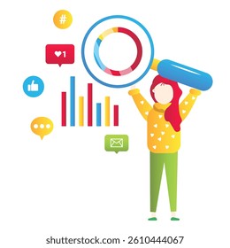 Social media marketing flat illustration on the white background