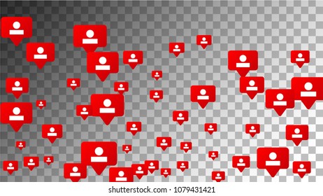 Social Media Marketing. Followers Icons.
 Rating Scale Elements of Design for Web, Advertisement, Promotion, Marketing, Concept for Social Media Design.
 Notifications with Followers. Vector.

