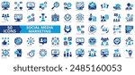 Social media marketing icon collection set. Containing website, promote, product, service, digital, e-marketing, dominant icon. Simple flat vector.