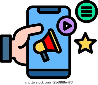Social Media Marketing Icon Lineal Color Vector Illustration