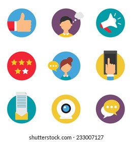 Social media marketing icons set, flat style 