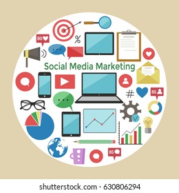 Social media marketing icons set