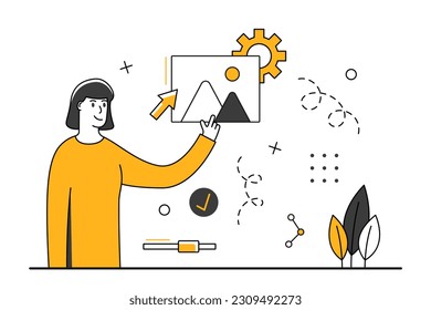 Social media marketing illustration set. Image posting. Brand campaign concept. Comment and like, digital marketing, smm and post sharing metaphor. Vector illustration