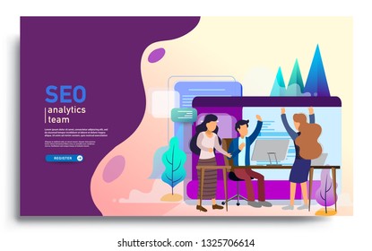 Social media marketing landing page template. Modern flat design concept of web page design for website and mobile website. Vector illustration