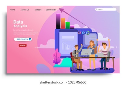 Social media marketing landing page template. Modern flat design concept of web page design for website and mobile website. Vector illustration
