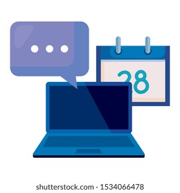 social media marketing with laptop and icons vector illustration design
