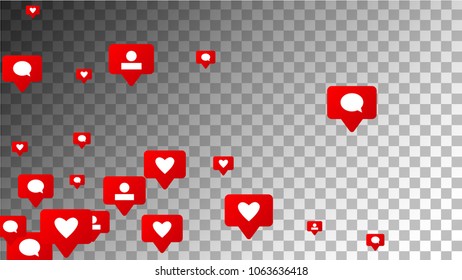  Social Media Marketing. Likes, Follow, Friend, Comment, Message Icons.

 Rating Scale Elements of Design for Marketing, Internet, App, SMM, CEO.

 Concept for Social Media Design.
 Vector.
