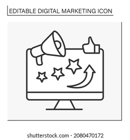  Social media marketing line icon. SMM. Rating. Digital marketing concept. Isolated vector illustration. Editable stroke