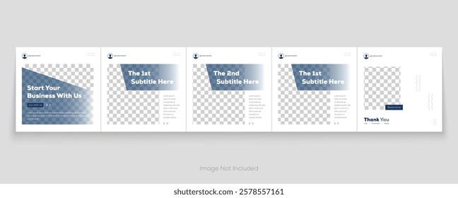 Social media marketing microblog template design, tips and tricks post template. Editable carousel post design layout set. Minimal and creative carousel banner template.