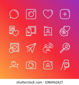 Social media marketing modern line icons set