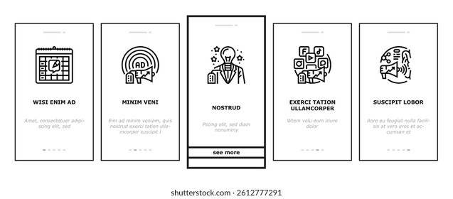social media marketing onboarding mobile vector network business, communication online, web phone, internet mobile, strategy digital social media marketing illustrations