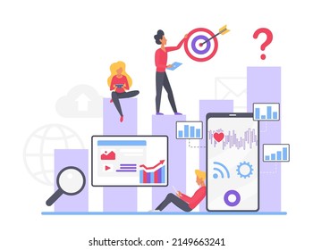 Social media marketing performance indicators. Data analytics target optimization strategy