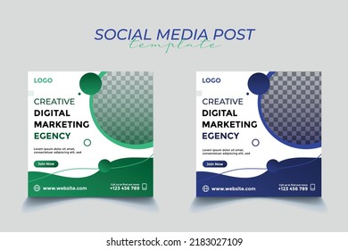 Social media marketing post template, Digital marketing, Digital marketing template, Creative advertisement social media post template design