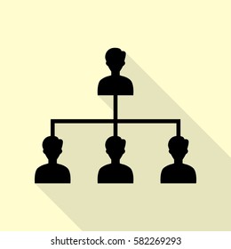 Social media marketing sign. Black icon with flat style shadow path on cream background.