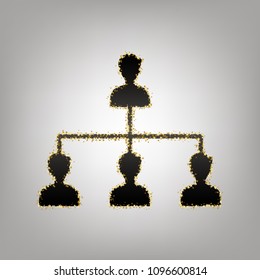 Social media marketing sign. Vector. Blackish icon with golden stars at grayish background.