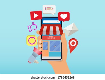 Social media marketing smartphone concept