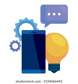 social media marketing with smartphone and icons vector illustration design
