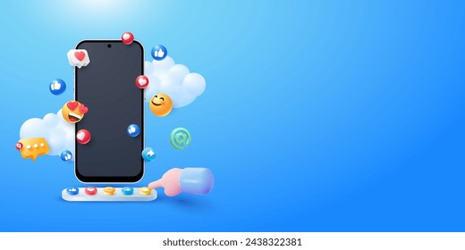  Social media marketing smartphone with reaction push buttons concept design