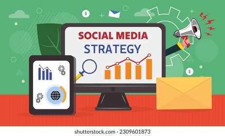 Social Media Marketing Strategy for Business Illustration 