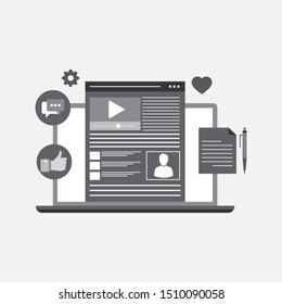 Social media, marketing strategy, digital vector concept with icons and symbols