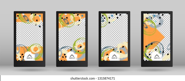 Social Media Marketing, Template for Stories. New Post Concept Design. Vector Illustration. Set of Colorful Frames for Your Content. Template for Social Network Stories.