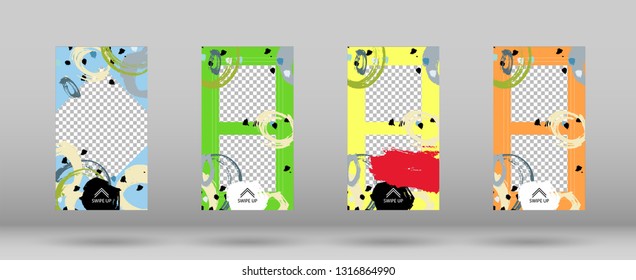 Social Media Marketing, Template for Stories. Set of Colorful Frames for Your Content. Giveaway Concept Design. Vector Illustration. Template for Social Network Stories.