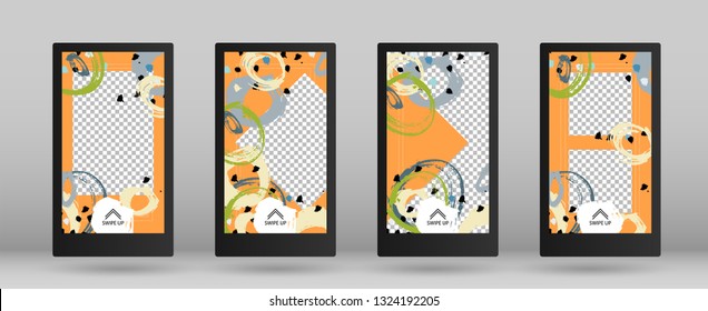 Social Media Marketing, Template for Stories. Vector Illustration. Sale Concept Design. Set of Colorful Frames for Your Content. Template for Social Network Stories.