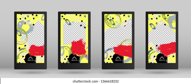 Social Media Marketing, Template for Stories. Set of Colorful Frames for Your Content. Vector Illustration. Streaming Concept Design. Template for Social Network Stories.