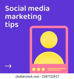 Social media marketing tips smartphone application social media post 3d icon vector illustration. Cyberspace advertising success strategy promo announce algorithm news promote profile blog increase