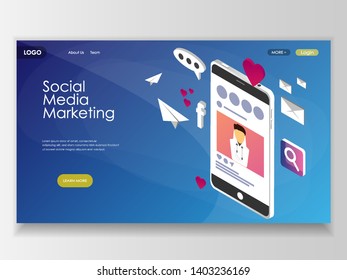 social media marketing vector concept illustration, can use for, landing page, template, ui, web, homepage, poster, banner, flyer, infographic