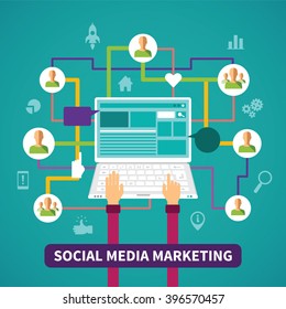 Social media marketing vector concept in flat style