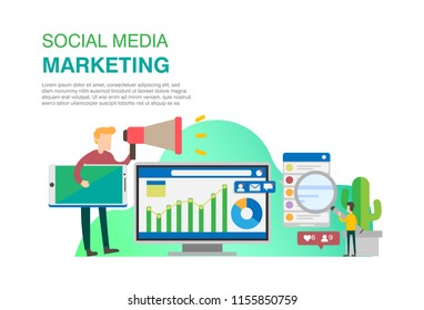 Social media marketing vector illustration concept for website