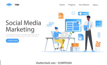 Social Media Marketing Vector Illustration Concept, Suitable for web landing page, ui, mobile app, editorial design, flyer, banner, and other related occasion