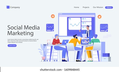 Social Media Marketing Vector Illustration Concept , Suitable for web landing page, ui, mobile app, editorial design, flyer, banner, and other related occasion