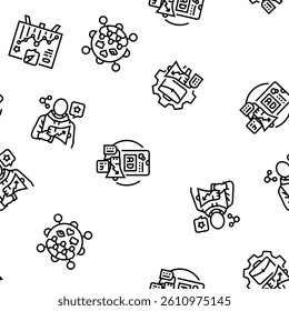 social media marketing vector seamless pattern thin line illustration