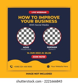Social media marketing webinar Digital marketing live webinar and corporate feed post template