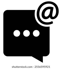 Social media mention and tag icon. Mention speech bubble vector icon.
