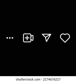 Social media menu icons isolated on black background. Screen buttons symbol modern, simple, vector, icon for website design, mobile app, ui. Vector Illustration