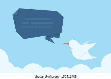social media message bird, vector