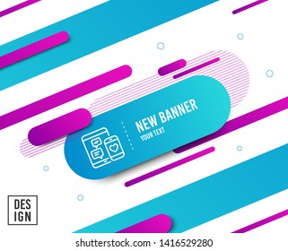 Social media messages line icon. Mobile devices sign. Smartphone Love message symbol. Diagonal abstract banner. Linear social media icon. Geometric line shapes. Vector