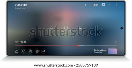 Social media mobile app interface template. video frame in smartphone screen template vector