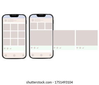Social media mobile app page template. Carousel post. Vector illustration